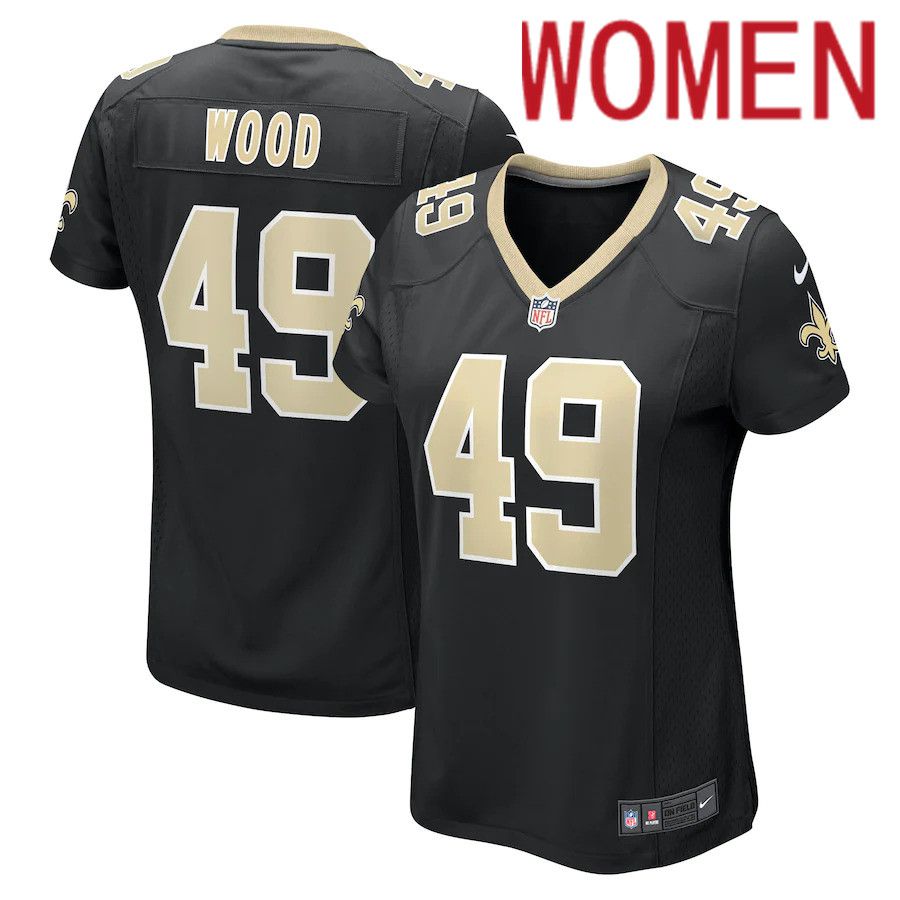 Women New Orleans Saints 49 Zach Wood Nike Black Game NFL Jersey